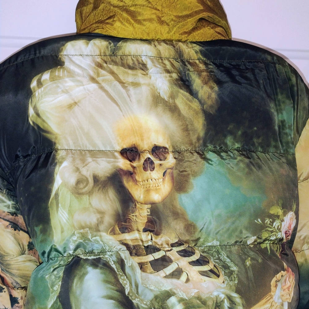 Trickz N' Treatz Cursed Image Skeleton Print Puffer Jacket - Picture 3 of 8